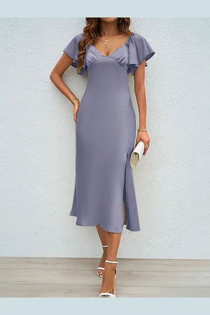JC Mode Women Flared Sleeve A-Line Midi Dress