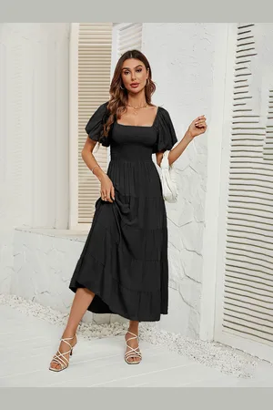 JC Mode Women Square Neck Fit & Flare Midi Dress