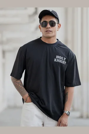 Powerlook Men Typography Printed Round Neck Cotton Oversized T-shirt
