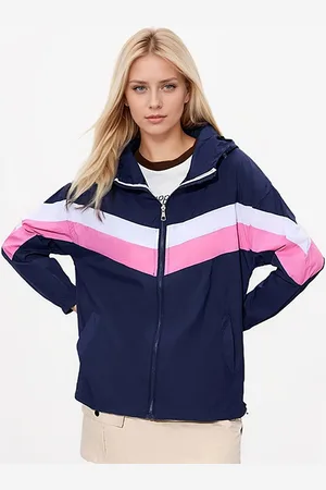 JC Mode Women Hooded Colourblocked Casual Bomber Jacket