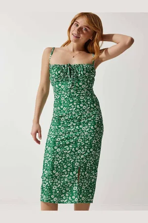 Happiness istanbul Floral Print Off-Shoulder Sheath Midi Dress