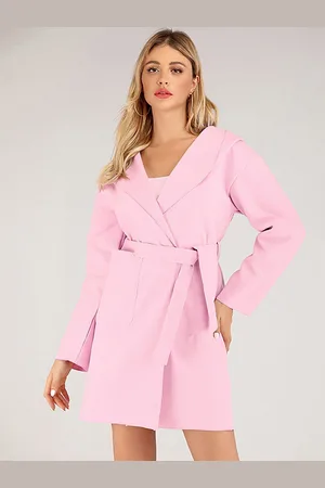 JC Mode Women Striped Nylon Longline Tailored Jacket