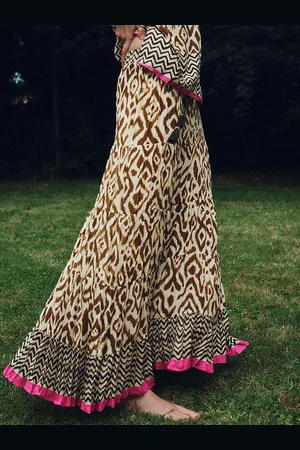 LULU & SKY Women Printed Flared Maxi Skirts