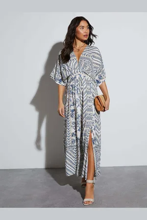 JC Mode Women Printed V-Neck Maxi Dress