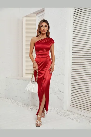 JC Mode Women One Shoulder Wrap Maxi Dress