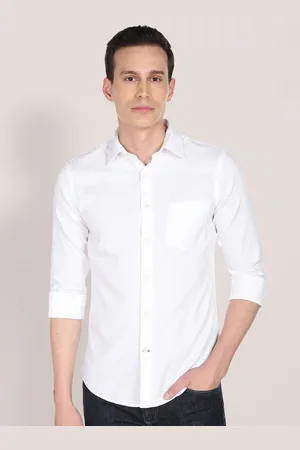 Fab Star Men Spread Collar Solid Cotton Casual Shirt