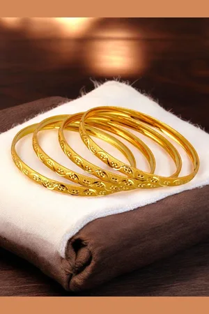 Lucky Jewellery Pack Of 4 18k One Gram Gold Plated Bangles