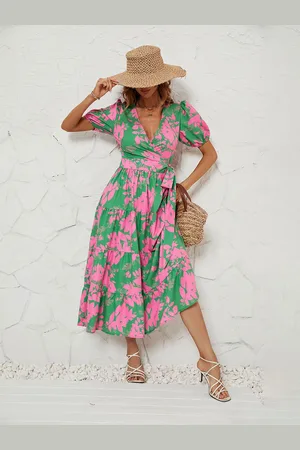 JC Mode Women Floral Printed Fit & Flare Midi Dress