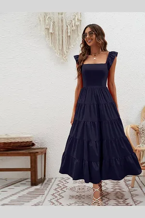 JC Mode Women Square Neck Maxi Dress