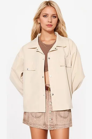 JC Mode Women Solid Cuban Collar Shackets