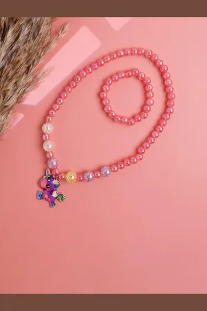 Jewelz Girls Pack of 2 Unicorn Artificial Beads Beaded Necklace & Bracelet Set