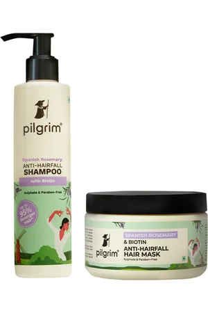 Pilgrim Set of Spanish Rosemary Anti-Hairfall Shampoo & Hair Mask with Biotin - 200g Each