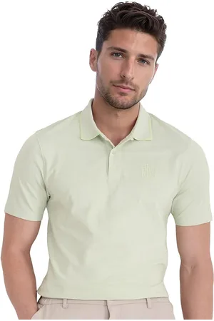 RARE RABBIT Men Solid Polo Collar Cotton T-shirt