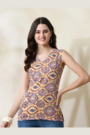 Metronaut Women Ethnic Motif Printed V-Neck Top