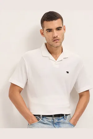 The Bear House Men Self Design Polo Collar Cotton Relaxed Fit T-shirt