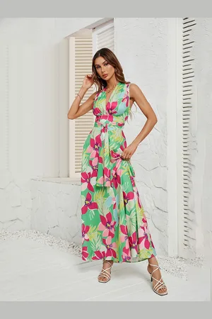 JC Mode Women Floral Printed Fit and Flare Maxi Dress