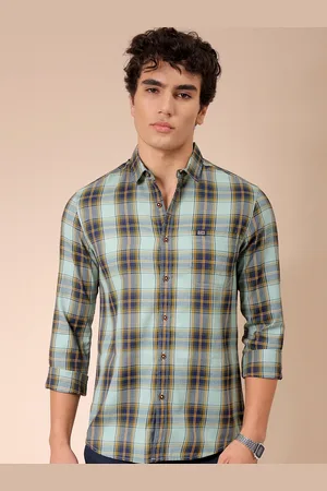 The Indian Garage Co Men Green Slim Fit Opaque Checked Casual Shirt