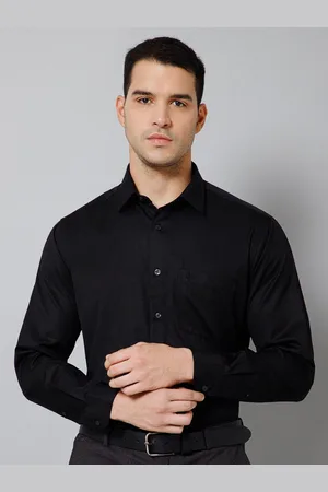 Fab Star Men Spread Collar Solid Cotton Formal Shirt