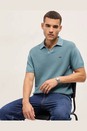 The Bear House Men Self Design Polo Collar Cotton T-shirt
