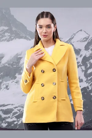 KOTTY Women Notched Lapel Double-Breasted Overcoat