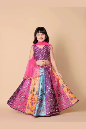 BAESD Girls Printed Ready to Wear Lehenga & Blouse With Dupatta