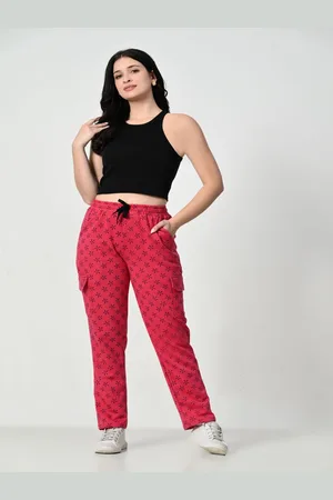 BAESD Women Printed Relaxed-Fit Mid-Rise Cargo Style Track Pants