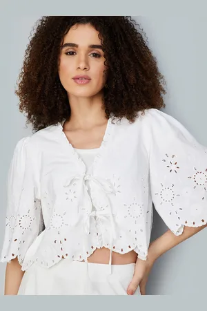 Max Collection Women Floral Puff Sleeve Pure Cotton Crop Top