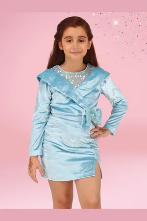 CUTECUMBER Girls Embellished Applique Velvet Shift Dress