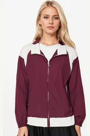 JC Mode Women Mock Collar Colourblocked Sporty Jacket