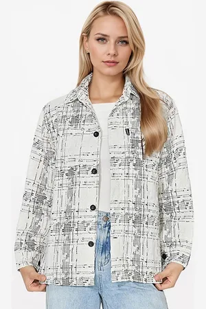 JC Mode Women Abstract Printed Spread Collar Shackets