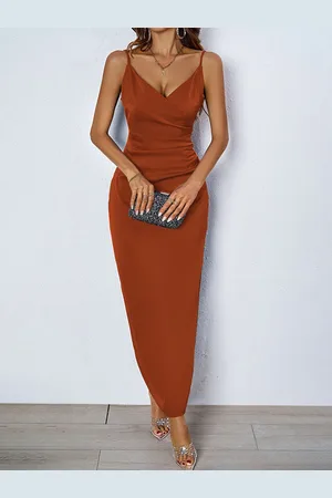 JC Mode Women Shoulder Straps Sleeveless Wrap Maxi Dress