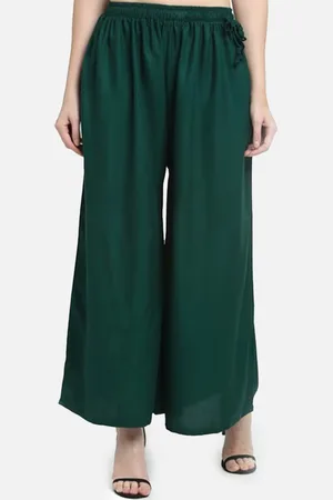 Moda Rapido Women Flared Mid-Rise Drawstring Pleated Relaxed Trousers