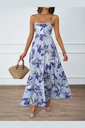 JC Mode Women Shoulder Straps Floral Printed Fit & Flare Midi Dress