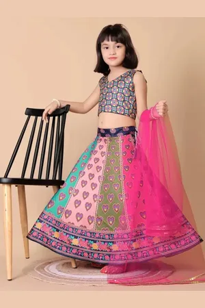 BAESD Girls Printed Ready to Wear Lehenga & Blouse With Dupatta