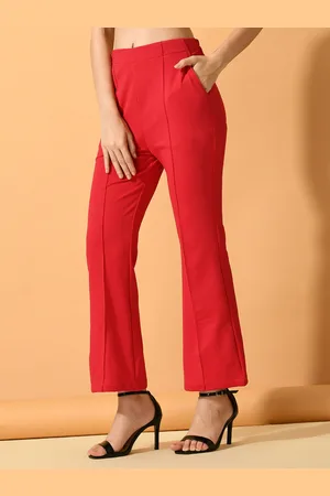 HERE&NOW Women Comfort Flared Wrinkle Free Trousers