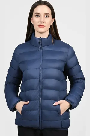 Skechers Women Mock Collar Solid Casual Puffer Jacket