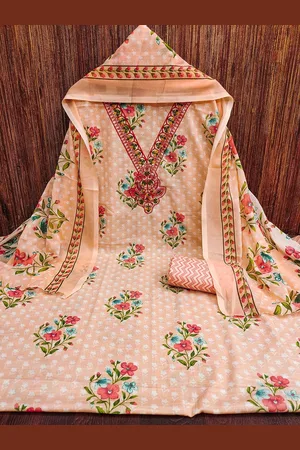 Kalini Floral Printed Thread Work Unstitched Dress Material