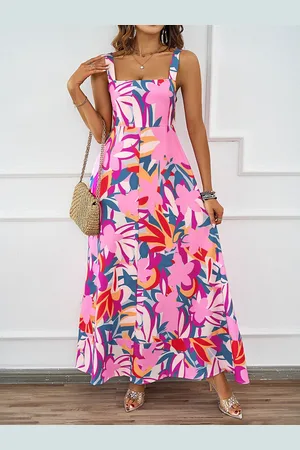 JC Mode Women Floral Printed Sleeveless Fit and Flare Maxi Dress