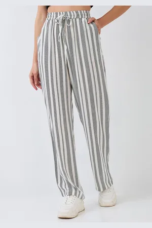 HERE&NOW Women Striped Regular Fit Mid Rise Track Pant