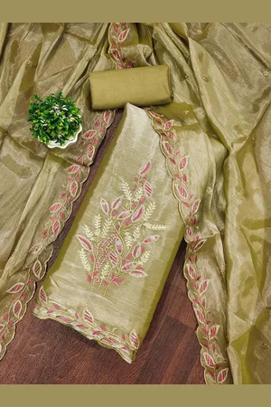 MANVAA Floral Embroidered Sequinned Unstitched Dress Material