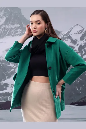 KOTTY Women Spread Collar Single-Breasted Overcoat