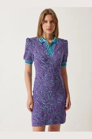 Happiness istanbul Women Shirt Collar Straight Shirt Dress