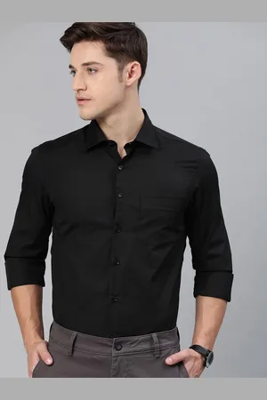 Fab Star Men Spread Collar Solid Cotton Formal Shirt