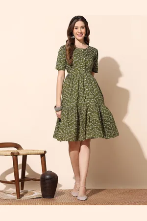 Moda Rapido Women Floral Printed Cotton Fit & Flare Dress
