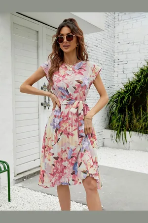 JC Mode Women Floral Printed Fit & Flare Knee Length Dress