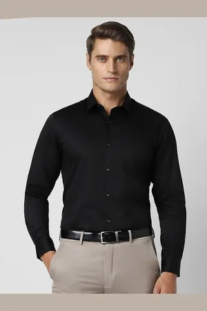 Fab Star Men Spread Collar Solid Cotton Formal Shirt