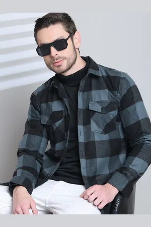 Majestic Modern Fit Spread Collar Gingham Checked Cotton Casual Shirt