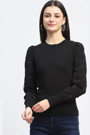 MADAME Women Round Neck Fitted Top