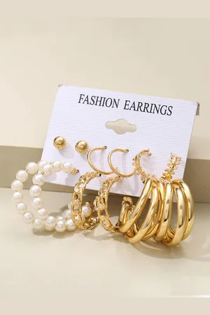 DIVASTRI Set Of 12 Gold-Plated Circular Hoop Earrings