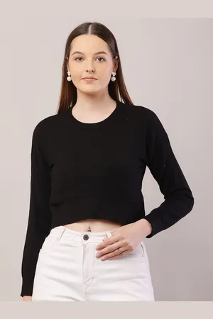 NoBarr Women Round Neck Crop Pullover Sweater